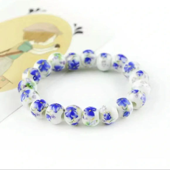 Flower Beads Purple Bracelet - Picture 1 of 2